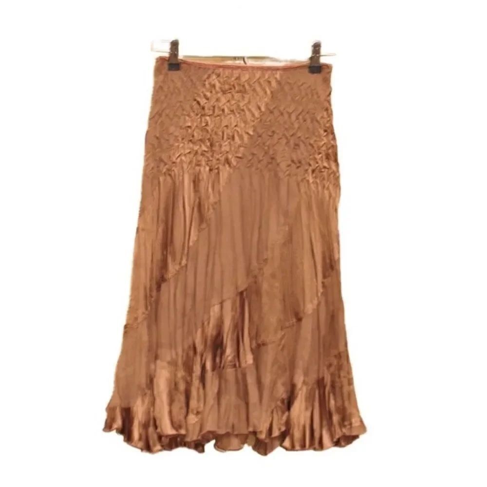 Vintage Brown Satin Skirt 